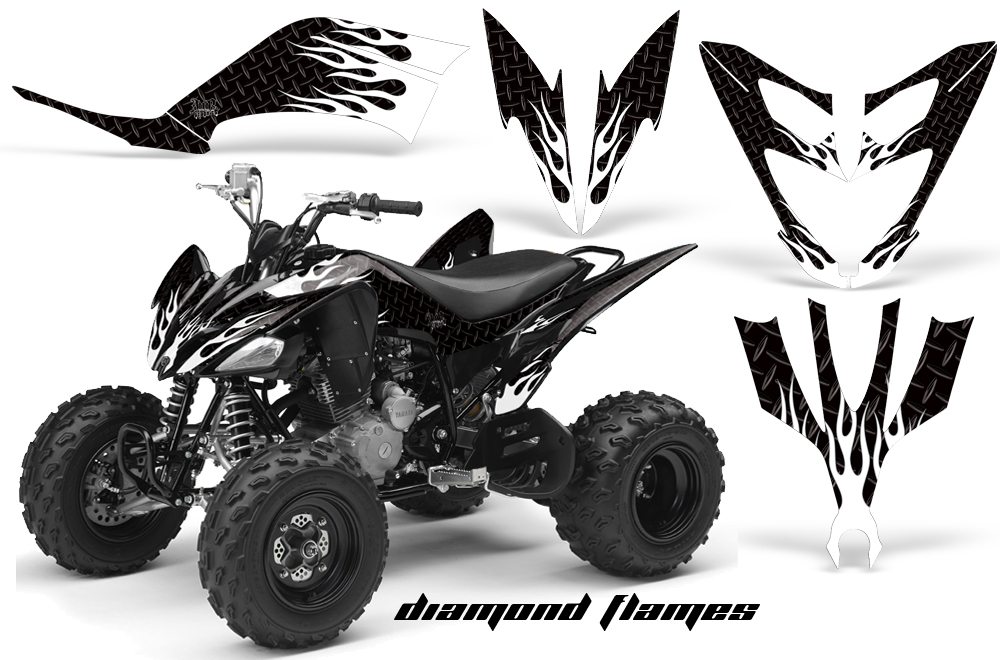 Yamaha Raptor 250 Graphics DiamondFlame White BlackBG